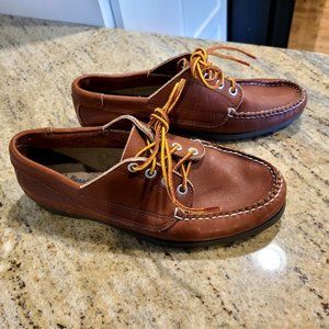 L.L. Bean Brown Leather Moc Toe Lace Up Sneaker Shoes Men's US 7.5